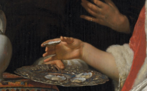 Detail van Het Oestermaal, van Frans van Mieris de Oude